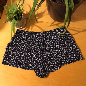 Forever 21 Navy & Floral Flowy Shorts